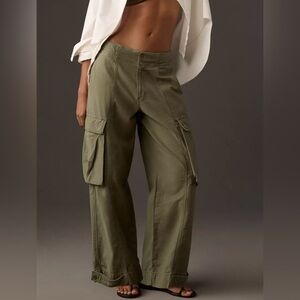 NWT FRAME Wide-Leg Cargo Jeans in Poblano Green Size 29